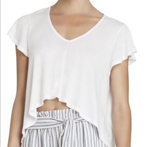 BCBG Ruffle-Sleeve V-Neck Top